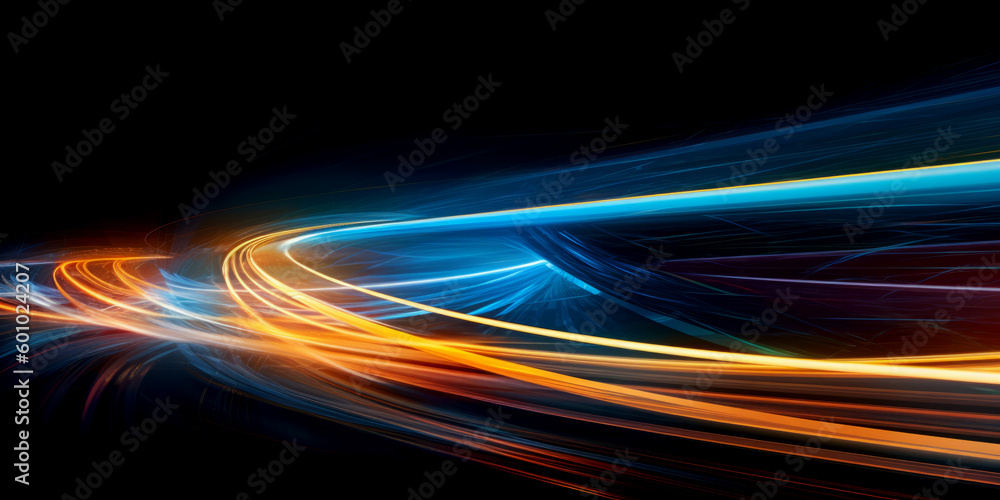 Aufkleber abstract long exposure dynamic speed light trails background. generative ai