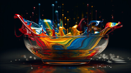 Colorful liquid paint splash. Generative AI	