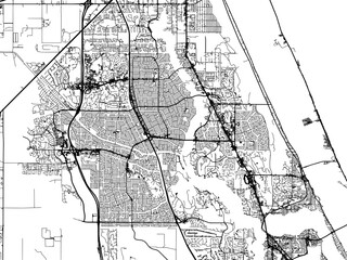 Vector road map of the city of  Port St. Lucie Florida in the United States of America on a white background.