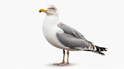Obraz premium Isolated standing seagull on blank background