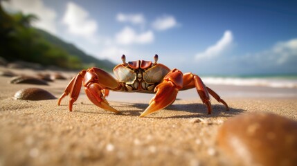 Crab walking on the seashore