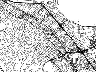 Vector road map of the city of  San Mateo California in the United States of America on a white background.