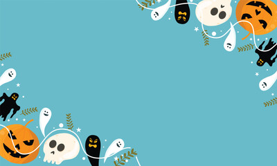 vector halloween background in flat design for happy halloween event trick and treat 