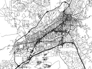 Vector road map of the city of  Santa Fe New Mexico in the United States of America on a white background.