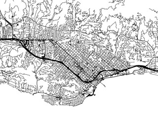 Vector road map of the city of  Santa Barbara California in the United States of America on a white background.