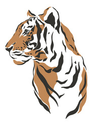 tiger safari animal jungle park tropic Africa savanna graphic art line print clipart scrapbooking sketch wild nature  