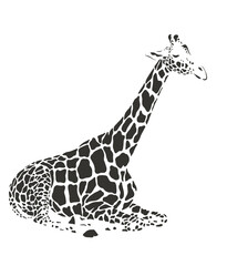 Giraffe safari animal jungle park tropic Africa savanna graphic art line print clipart scrapbooking sketch wild nature  
