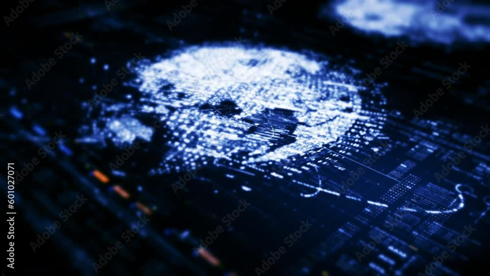 Aufkleber advanced motion graphic digital globe data matrix cyber environment simulation big data analytic art