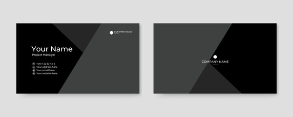 Fototapeta na wymiar Dark grey simple business card design template. Horizontal simple clean template vector design