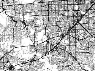 Vector road map of the city of  Sugar Land Texas in the United States of America on a white background.