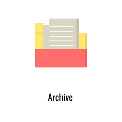 Archive line icon. File box outline sign and symbbol.