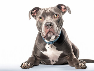 Generative IA illustration of a Pitbull in studio with white background