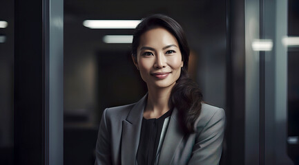 A fictional person. Confident Southeast Asian Businesswoman in Office