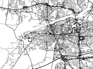 Vector road map of the city of  Tuscaloosa Alabama in the United States of America on a white background.