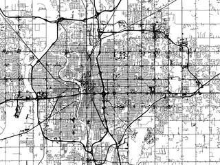Vector road map of the city of  Wichita Kansas in the United States of America on a white background.