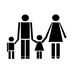 Pictogram of a family consisting of the parents and a little boy and girl
