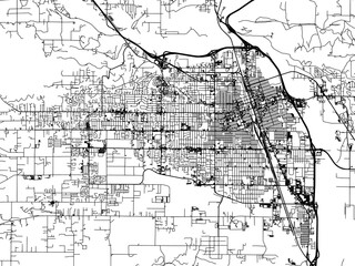 Vector road map of the city of  Yakima Washington in the United States of America on a white background.