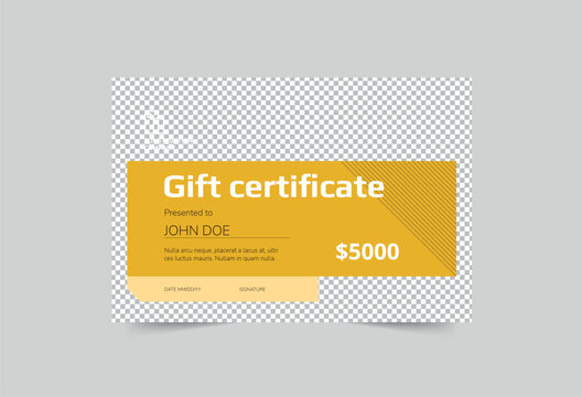 Construction gift certificate template. A clean, modern, and high-quality design gift certificate vector design. Editable and customize template gift certificate