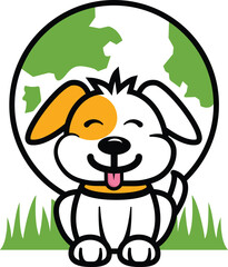 Obraz na płótnie Canvas Dog puppy white and orange color logo design vector 