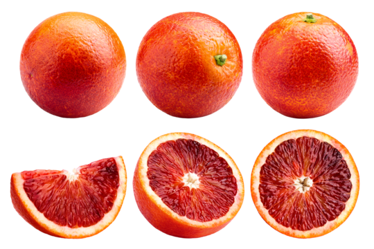 red blood orange, isolated on white background, full depth of field