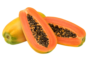 papaya isolated on white background, full depth of field