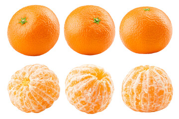 mandarin, tangerine, isolated on white background, full depth of field