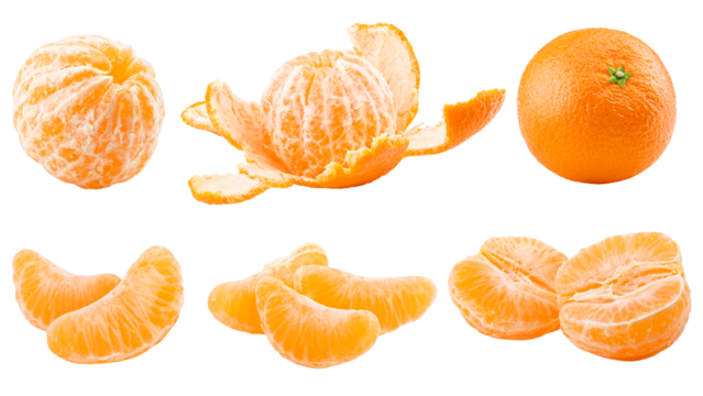 mandarin, tangerine, isolated on white background, full depth of field