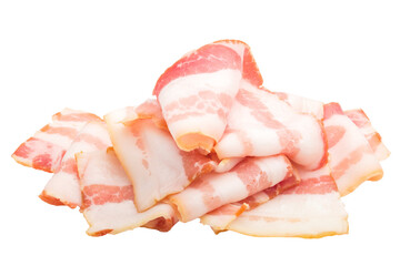 bacon, isolated on white background, full depth of field