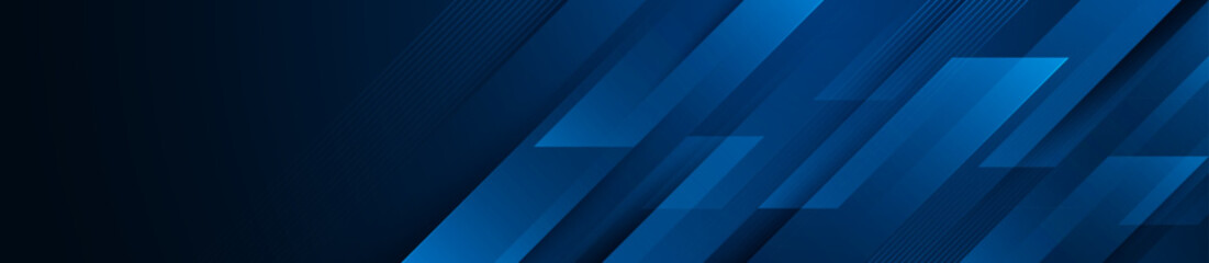 Abstract dark blue banner design background with diagonal geometric overlay layer. Modern square shape graphic elements. Suit for cover, header, banner, brochure, website. Vector illustration © MooJook