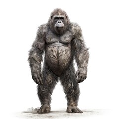 Fototapeta premium Illustration of an ape standing in front of a white background. Generative AI