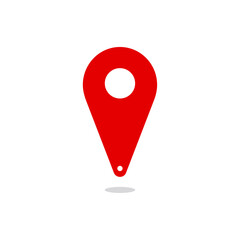 Red location pin - international map icon. Vector illustration.