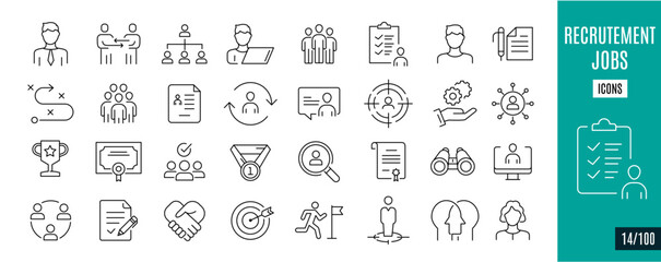 Best collection recrutement and jobs line icons. Career, Human Resources,... 