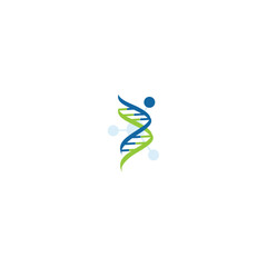 Obraz premium DNA Human Logo – Helix and Person Symbol for Health or Wellness Brand