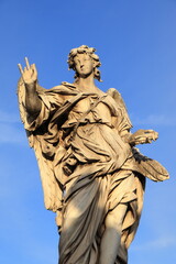 Ponte Sant'Angelo Statue of an Angel Holding The Crucifixion Nails in Rome, Italy