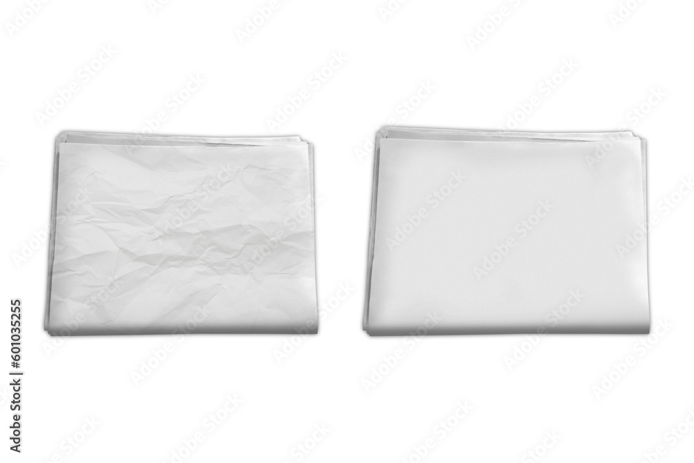 Poster empty blank folded newspaper mockup isolated on white background. 3d rendering.