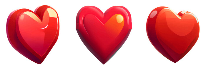 set vector illustration of red heart shape on white background isolate