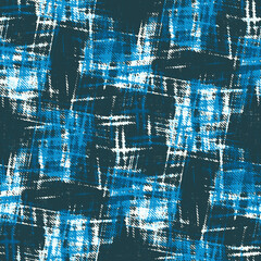 Tonal Blue and White Watercolor-Dyed Effect Textured Checked Pattern