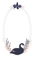 Frame wreath circle  vector print clipart invitation element wedding crane stork