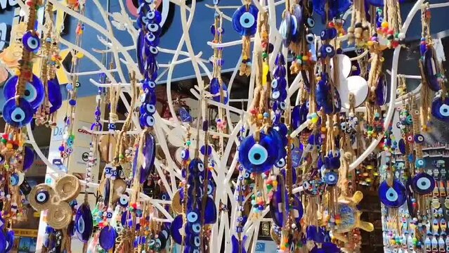 Traditional Oriental Turkish blue amulets against the evil eye