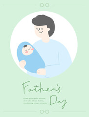 Father's Day poster of father holding baby.