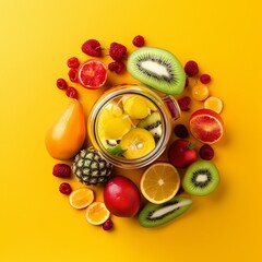 still life with fruit and juice