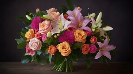 Fototapeta na wymiar Love in Bloom, A Beautifully Arranged Bouquet of Fresh Flowers to Celebrate Mothers Day