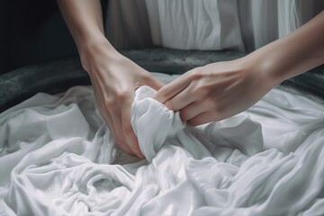 hands of a person, clothes to be washed