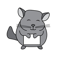Cute chubby chinchilla holding a white paper vector illustration