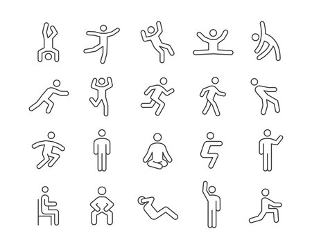 Action Icons - Vector Line. Editable Stroke.