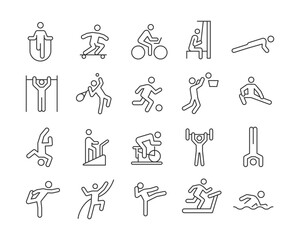 Exercising Icons - Vector Line. Editable Stroke.