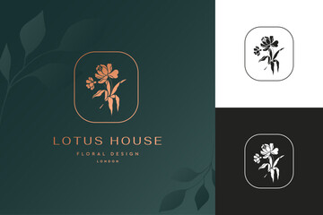 Abstract elegant floral logo design for flier or flower shop or beauty