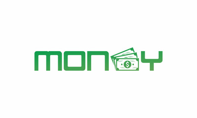 Money Typography Text Logo Design. Money Typographic Word Logo Vector Design For Business Company.