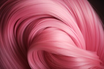 Close-up of thick wavy pink hair. Black background. Copy space. generative ai