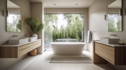 Fototapeta na wymiar Serene Zen Bathroom Escape, A Tranquil and Spa-Inspired Personal Retreat